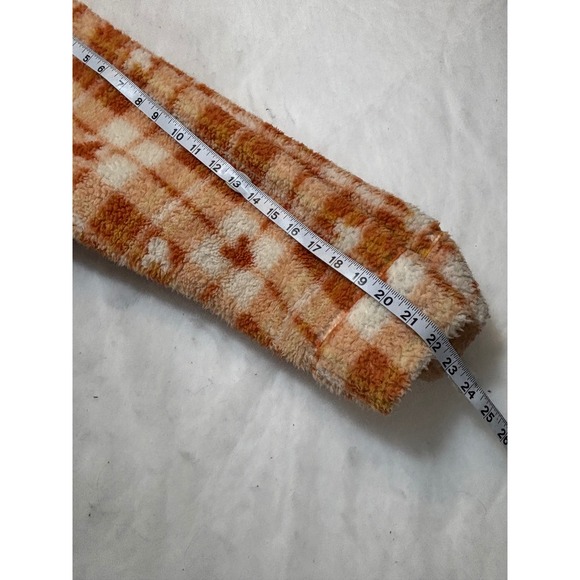 Disney Mickey Mouse Plaid Sherpa Fleece Shacket Shirt Jacket Orange White L - Picture 10 of 10